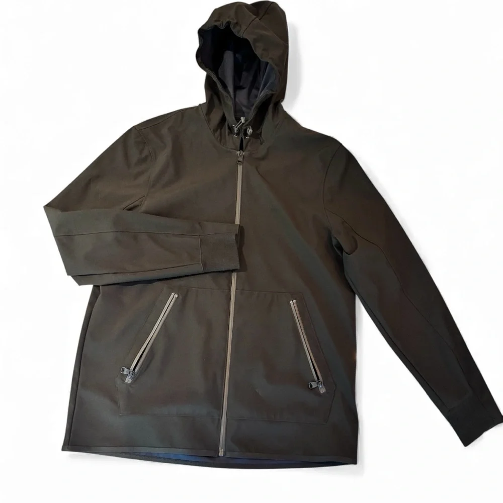 Banana Republic Classic Men's Black Zip Up Hooded Raincoat, Size M - Picture 1 of 11